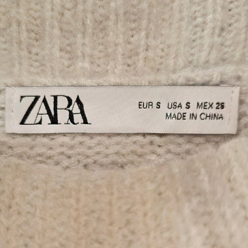 Zara Knit Turtleneck Sweater Women’s S Gray Relaxed Fit - Picture 7 of 8